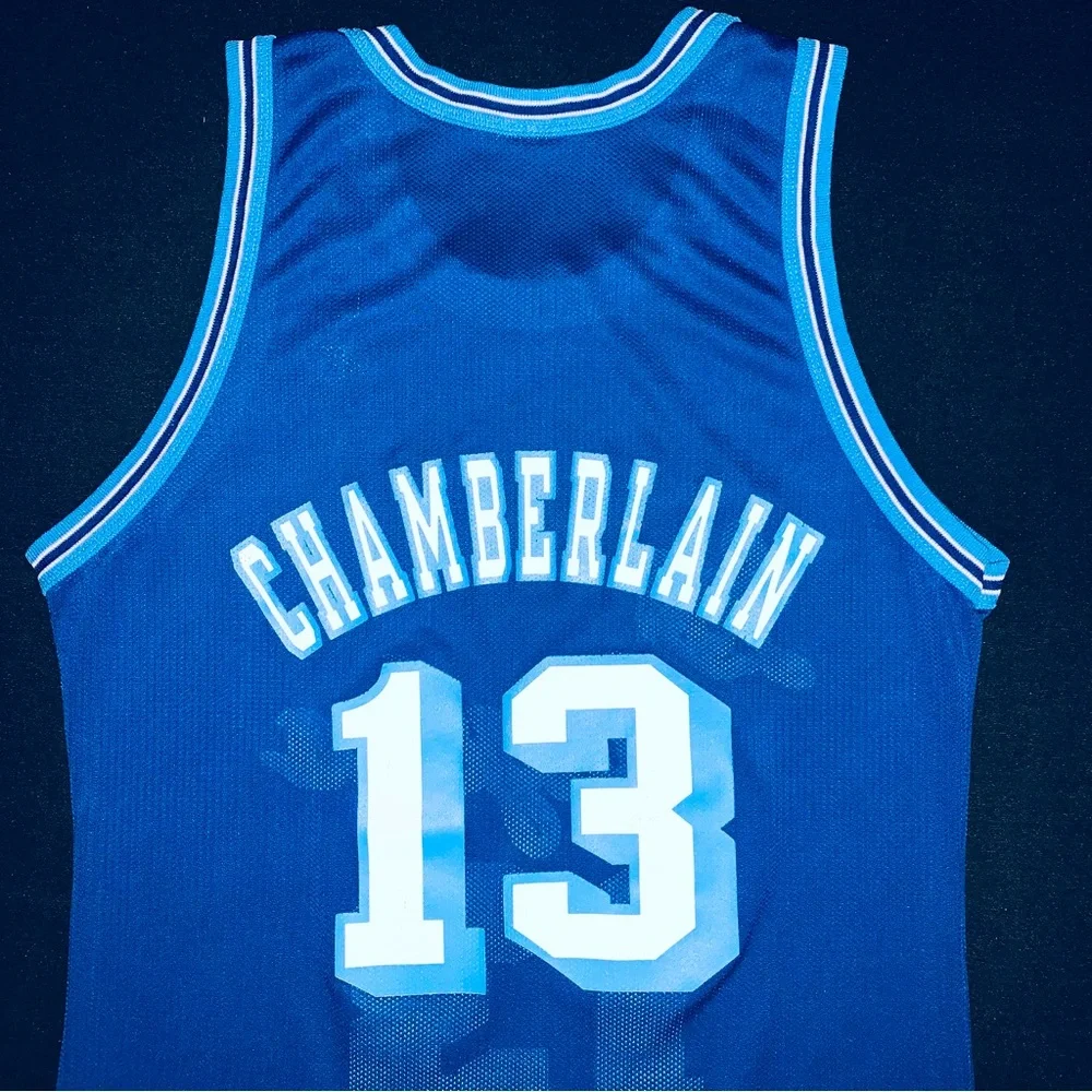 Rare Vintage Champion Wilt Chamberlain LA Lakers #13 Blue Jersey Gold Logo 40 M - Picture 8 of 10